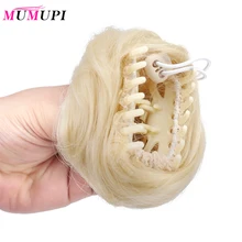 MUMUPI/кудрявые шиньон с зажимом для девочек, коричневый блонд, красные синтетические волосы, кольцо для волос, конский хвост