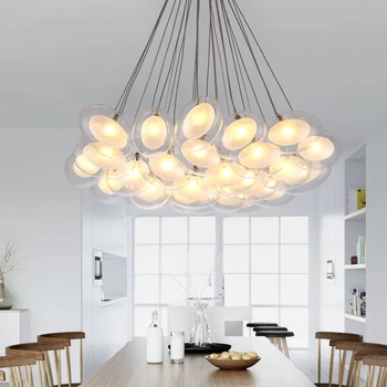 

Modern Led Oval Egg Glass Ball Pendant Light 90-265v Clear Glass Led Suspension Lamp Bar Dining Room Hanging Light luminaria