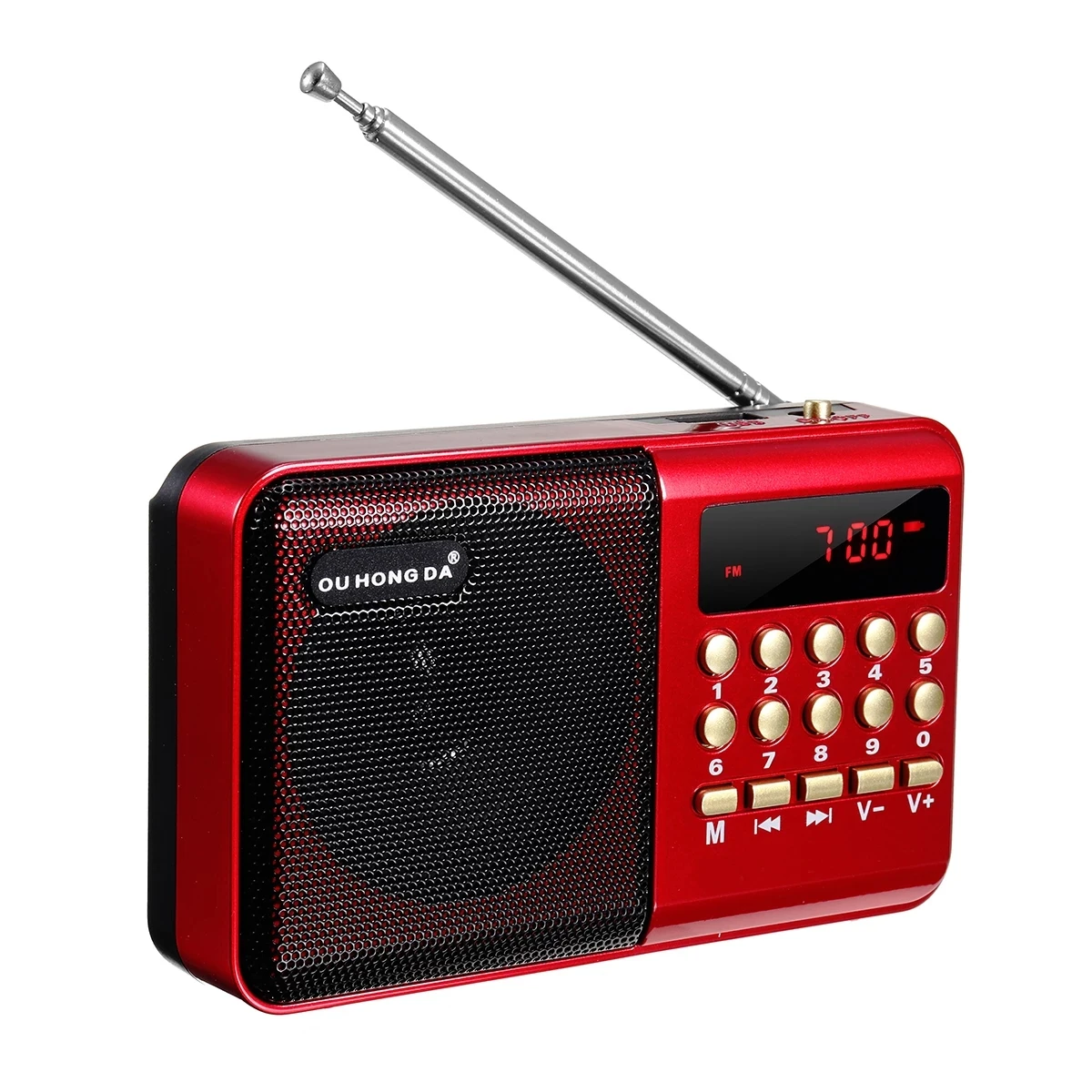 

Mini Portable Radio Handheld Digital FM USB TF MP3 Player Speaker Rechargeable