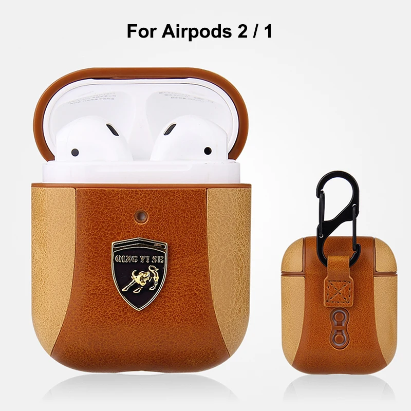 Brown airpods 2 1 Великолепный кожаный чехол для Apple Air pods Pro, защитный чехол для Apple Airpods Pro correa для Airpods Pro 3 2 1, противоударный чехол - Цвет: Brown airpods 2 1