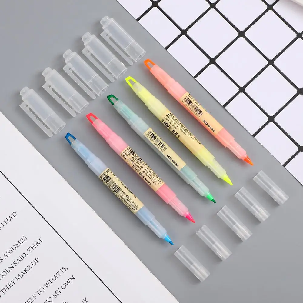 

1PC MUJI Double head Crystal Perspective Window Double Colorful Candy Color Highlighters Promotional Markers Gift Stationery