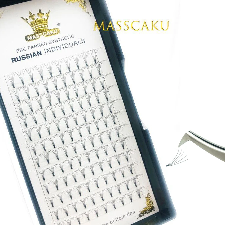 MASSCAKU-gran almacenamiento de pestañas prefabricadas, extensiones de pestañas con volumen, ventiladores anchos, 3d4d5d6d10d20d, pestañas de visón falso