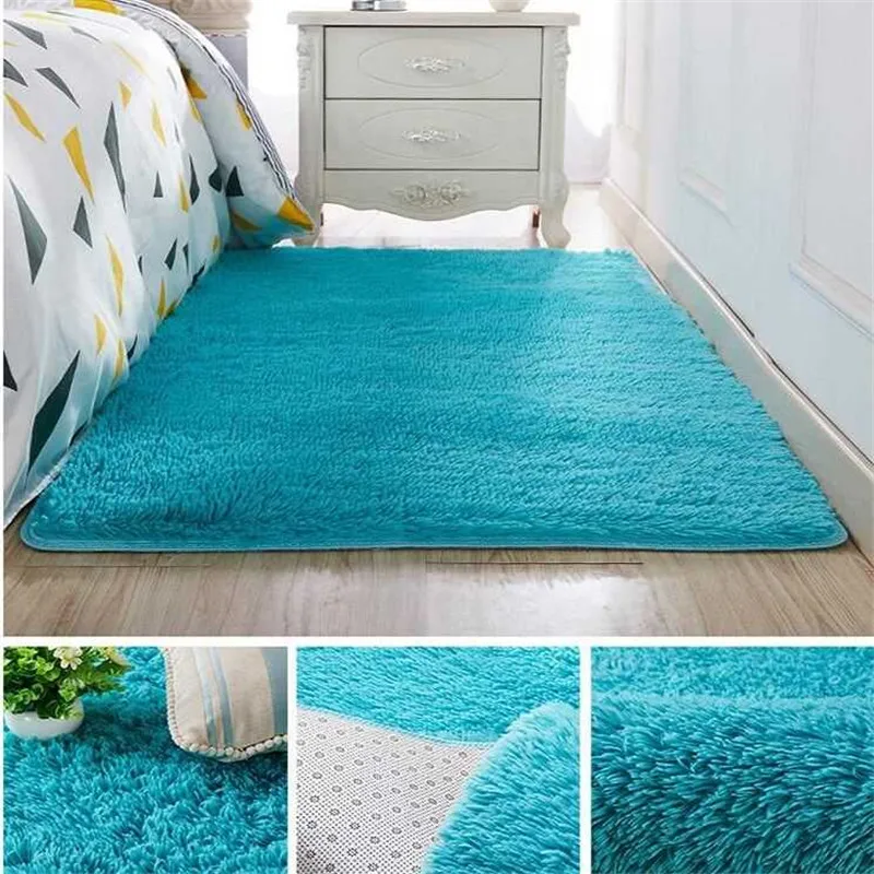 

Living room coffee table blanket Nordic style long hair carpet bedroom bedside mat Thickened washed silk hair non-slip rug