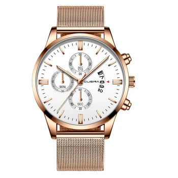 

CUENA Brand Mens Watches Top Brand Luxury Quartz Watch Men Fashion Slim Mesh Steel Date Waterproof Sport Watch Relogio Masculino