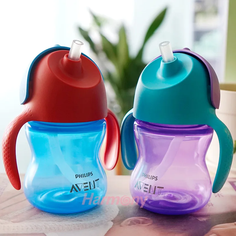 

Philips Avent Import Glass Sippy Cup Cartoon Silica Gel Leak-Proof with Handle 200 Ml Children Cup with Straw