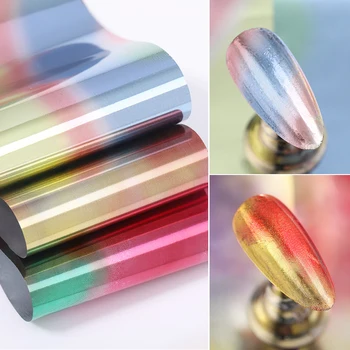 

1PC Mirror Effect Design Foils Blooming Series Nail Transfer Sticker Bright Nail Art Stickers Slider DIY Decoration 4*100cm