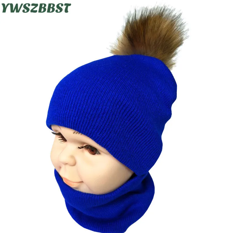 Осенне-зимний детский шарф, шапка, комплект для мальчиков и девочек, весенний теплый шейный платок, Детские комплекты шапок шарик-помпон, детская шапка, шарф