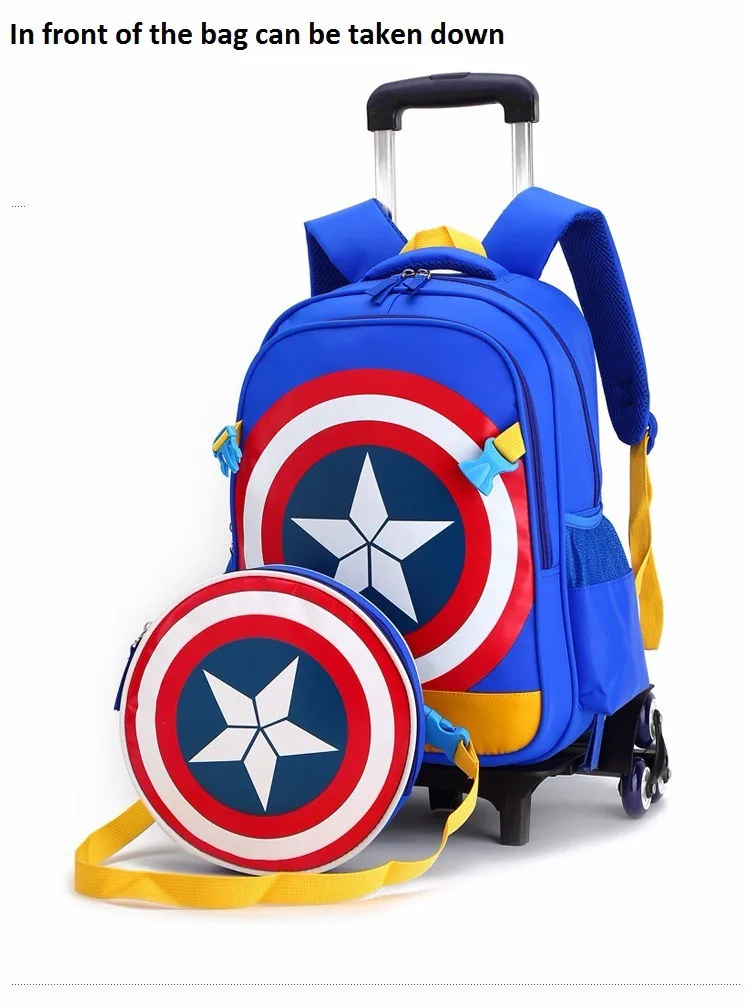 Новая школьная сумка на колесиках сумки капитан школьные сумки с тележкой Американский Рюкзак колесная детская школьная сумка колеса дорожный рюкзак
