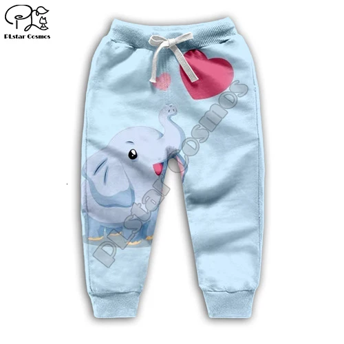 Комплект одежды для детей с изображением синего слона; Dumbo; толстовки с 3D-принтом; детские толстовки; футболки на молнии для маленьких девочек и мальчиков; kawaii; штаны - Цвет: kids pants