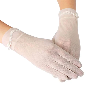 

Summer Women Ice Silk Sunscreen Gloves Anti-UV Breathable Anti-slip Touch Screen Driving Mittens