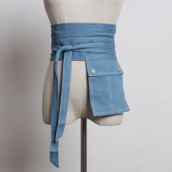 

Hot Sale New Fashion 2020 Spring Corset Belt For Women Solid All-match Denim Belt Asymmetricpocket Waistband Female Trendy ZK296