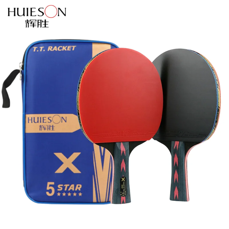 Huieson 3/5/6 estrella de tenis de mesa juego de raquetas de Ping Pong raqueta de mango largo mango corto doble cara granos-en los condones con bolsa