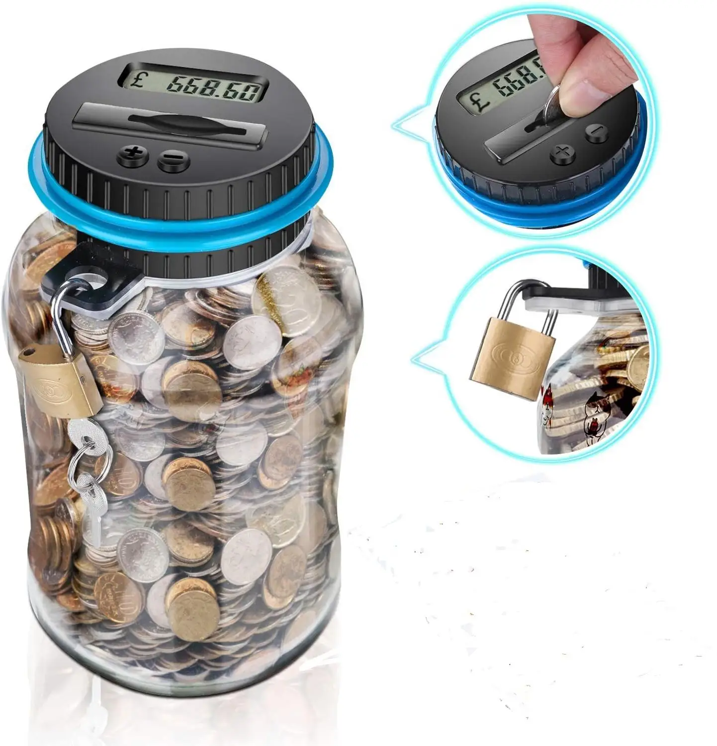 2020 Piggy Bank Counter Coin Box Electronic Digital LCD Counting Coin Money Saving Box Jar for USD EURO GBP Money