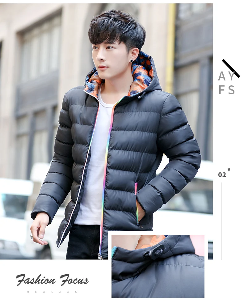 Winter Jacket Men's Warm Thick Fashion Parka Men Print Casual Hooded Coat Man Streetwear Wild Loose Cotton Jacket Male Clothes
