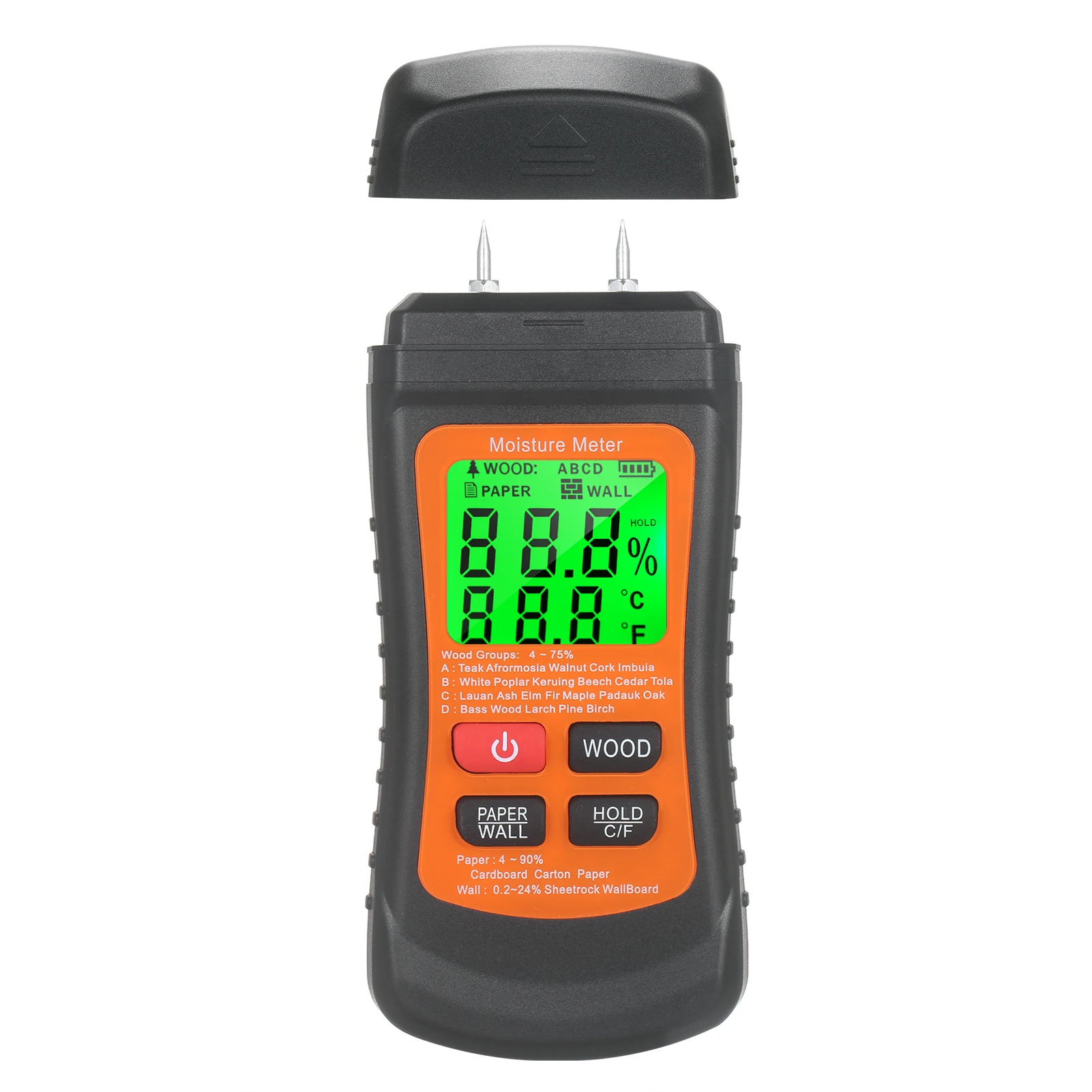 Medidor de humedad de madera LCD, medidor Digital de humedad con retroiluminación verde, tipo Pin, Detector de fugas de agua y humedad