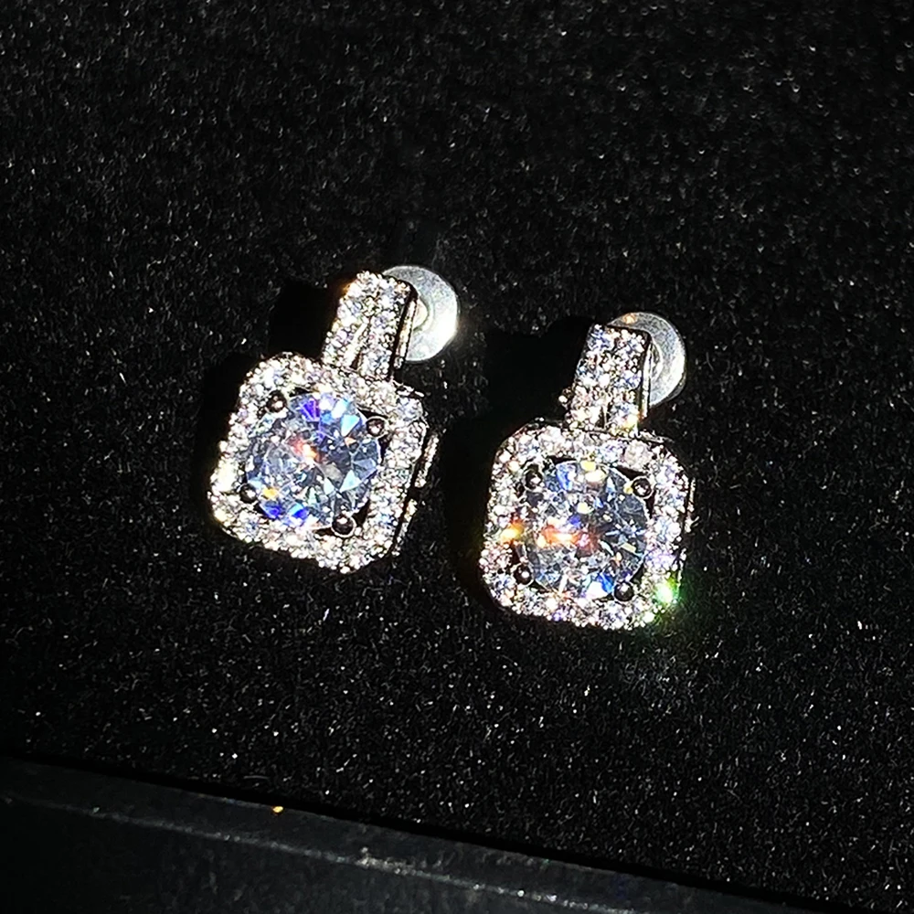 Huitan Classic Square Shape Women Stud Earring Full Paved CZ Zircon Stone Luxury Female Wedding Earring Jewelry New Arrival Item