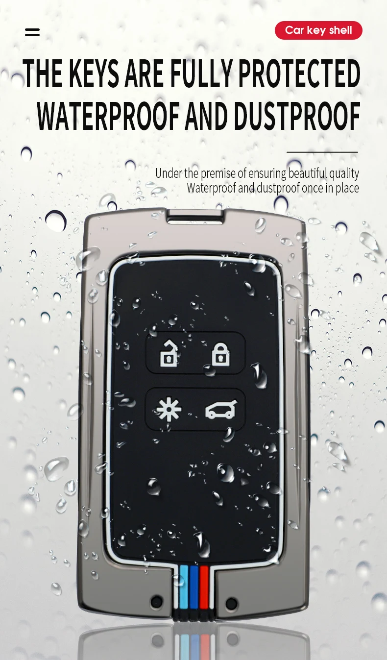 Copri chiave per auto in lega di zinco per catena portachiavi con copertura chiave in Silicone Renault Kadjar Megane Koleos QM5 QM6 2016 2018 - Hf850398219894e93bead586e48f48fcaS