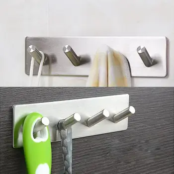 

Clothes Coat Hat Hanger Kitchen Bathroom Rustproof Towel Hooks Sticker Adhesive Stainless Steel Hooks Wall Door Rack