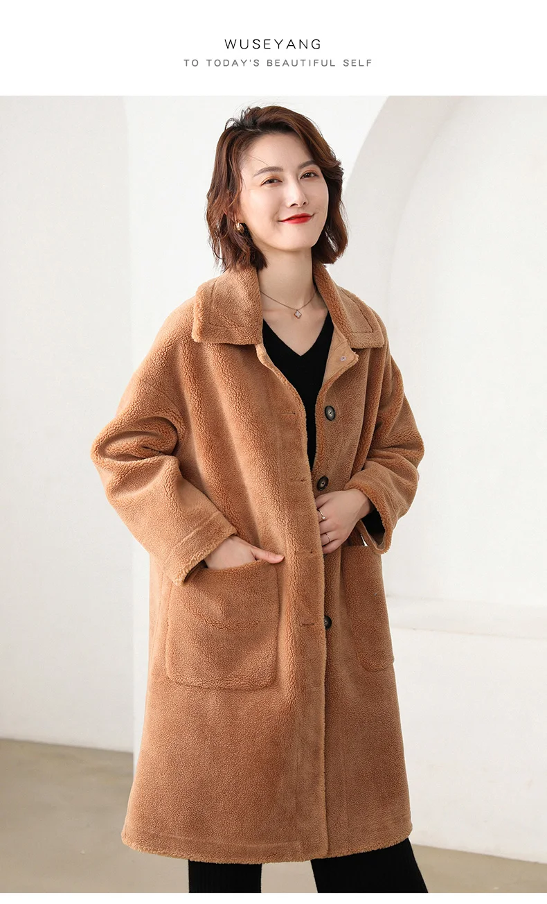 ALKMENE long fur one grain cashmere fur coat loose large size fashion thick warm female autumn and winter long coat