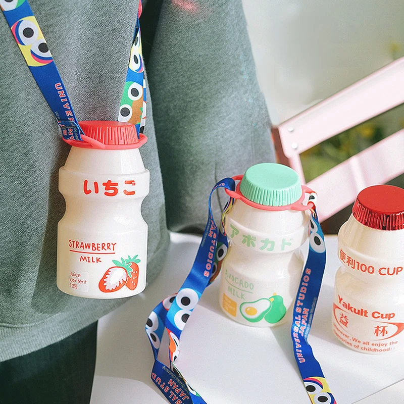 480ml Plastic Water Bottle Tour Drinking Bottle Yakult Shape Cute Kawaii Milk Carton Shaker For Kids/Girl/Adult Glass HOT