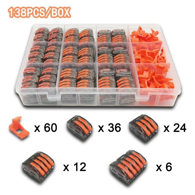 Mini Fast Boxed Wire Connector pin-222 Compact Conductor Spring Wiring Connector Conductor Push-in Terminal Block 138W