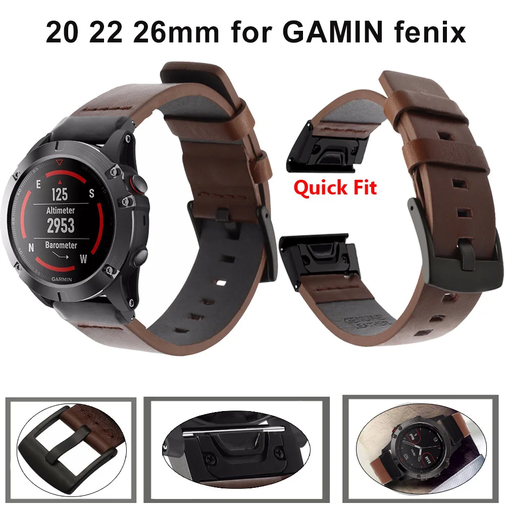 Кожаный ремешок для часов garmin fenix 5x кожаный Forerunner 935 часы легко подходят браслет 5