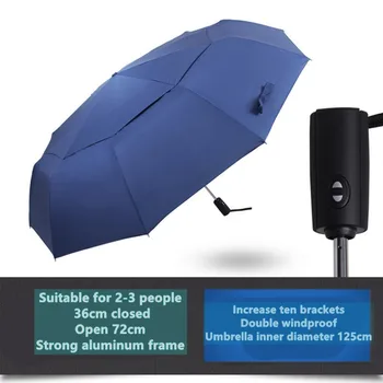 

125cm Big Automatic Quality Double Layer Umbrella Men Woman Paraguas Parasol 3fold Windproof Large Outdoor Rain Women Folding