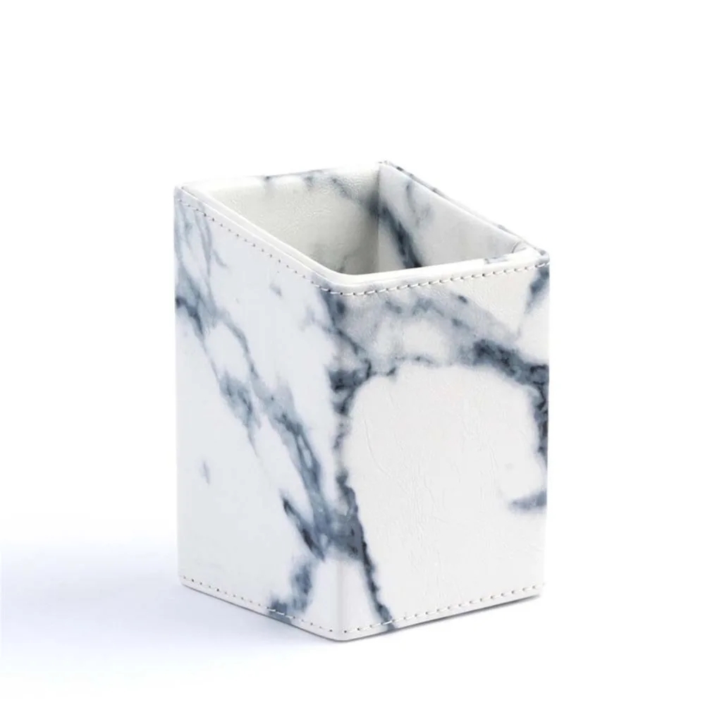 

Portable Marbling PU Makeup Cylinder Organizer Cosmetic Brushes Storage Box Makeup Brush Blender Holder Bathroom Case Box