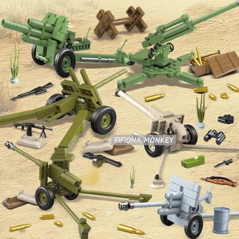 

World War 2 Soviet German Artillery Army Soldier Educational Building Blocks Set Kids Toys Compatible Military Weapon Gun