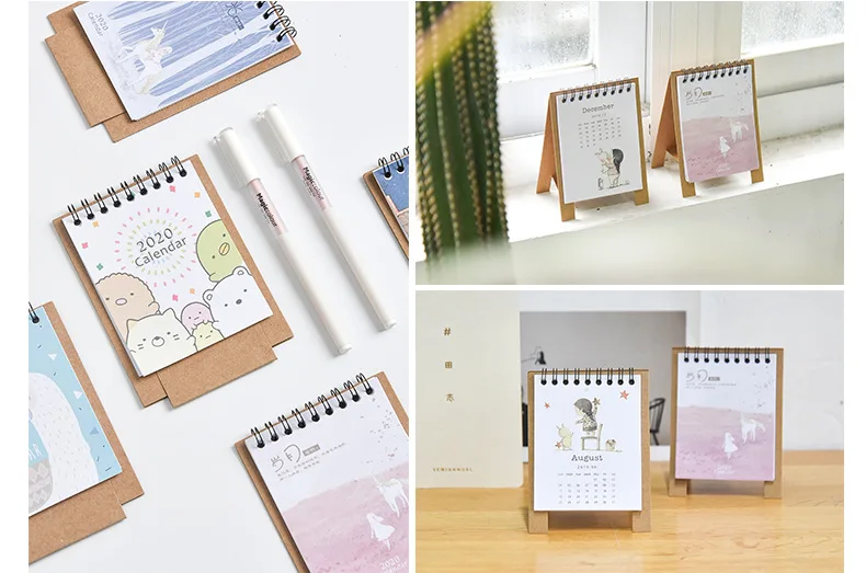 Календарь креативный японский Настольный календарь с катушкой мультяшный милый DIY крафт-бумага маленький календарь на заказ офисные принадлежности