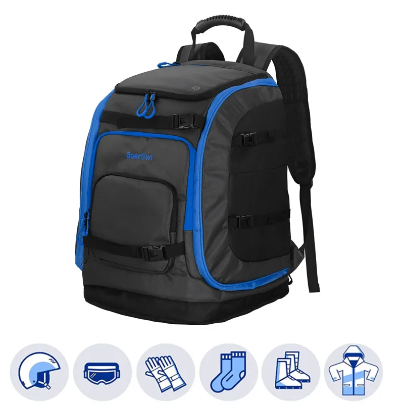 SoarOwl 65L Ski Bag Large Capacity Backpack Storage Boots Helmet Clothing Can Placed Skis Backpack Adjustable Waterproof Bag ski bags