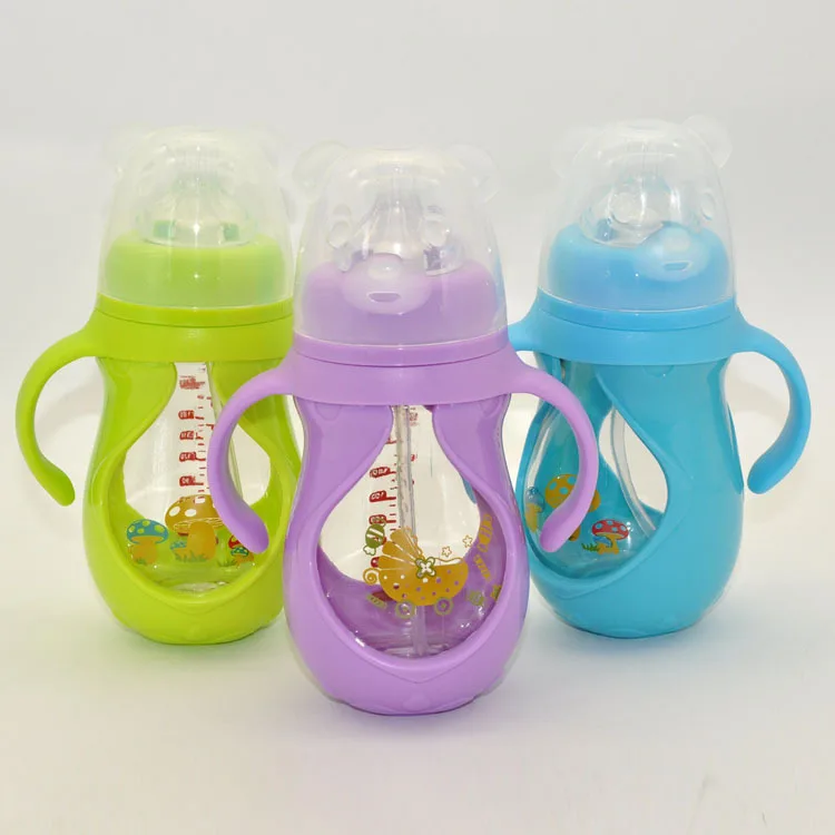 

Manufacturers Direct Selling BABY'S Feeding Bottle Wide Aperture Glass Feeding Bottles Baby with Handle Straw Shatter-resistant