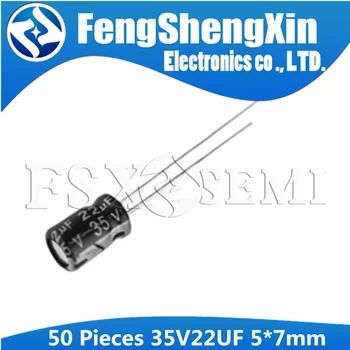 

50PCS Higt quality 35V22UF 5X7mm 5*7mm 22UF 35V Electrolytic capacitor