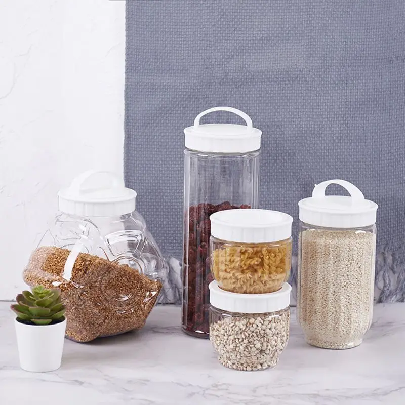 

Kitchen Transparent Food Storage Container With Lids Sealing Pot Cereal Grain Bean Rice Sealed Plastic Milk Powder Jar