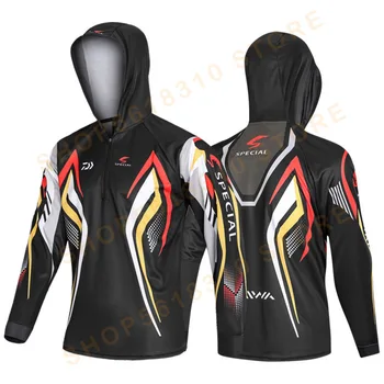 

2020 New Summer Fishing Clothing Breathable Sunscreen Shirt Men Quick Drying UPF 50+ Long Sleeve Hooded Fishing Clothes