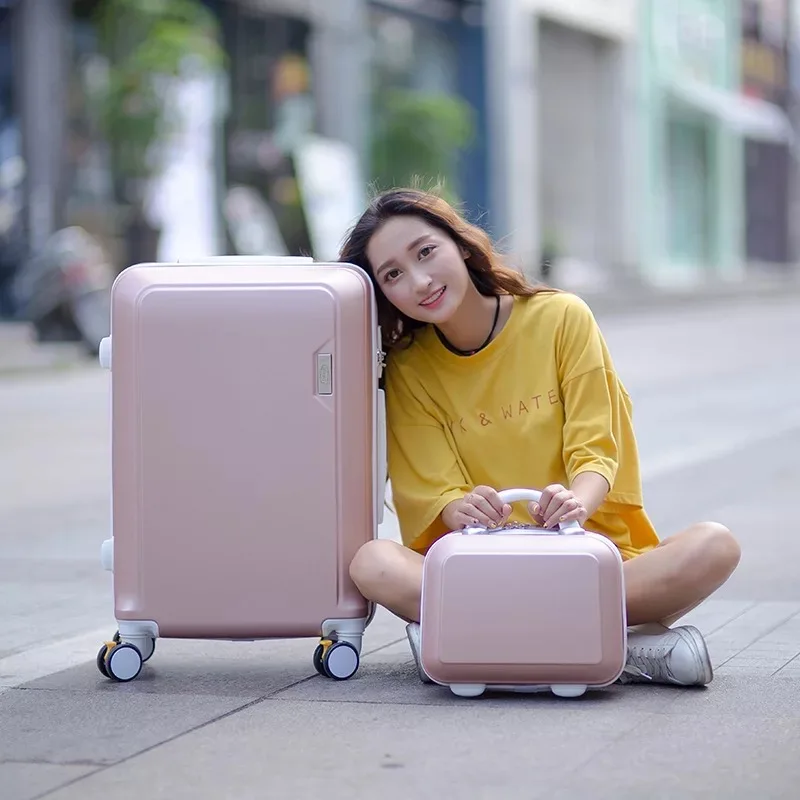 ABS+PC luggage set travel suitcase on wheels Trolley luggage carry on cabin suitcase Women bag Rolling luggage spinner wheel