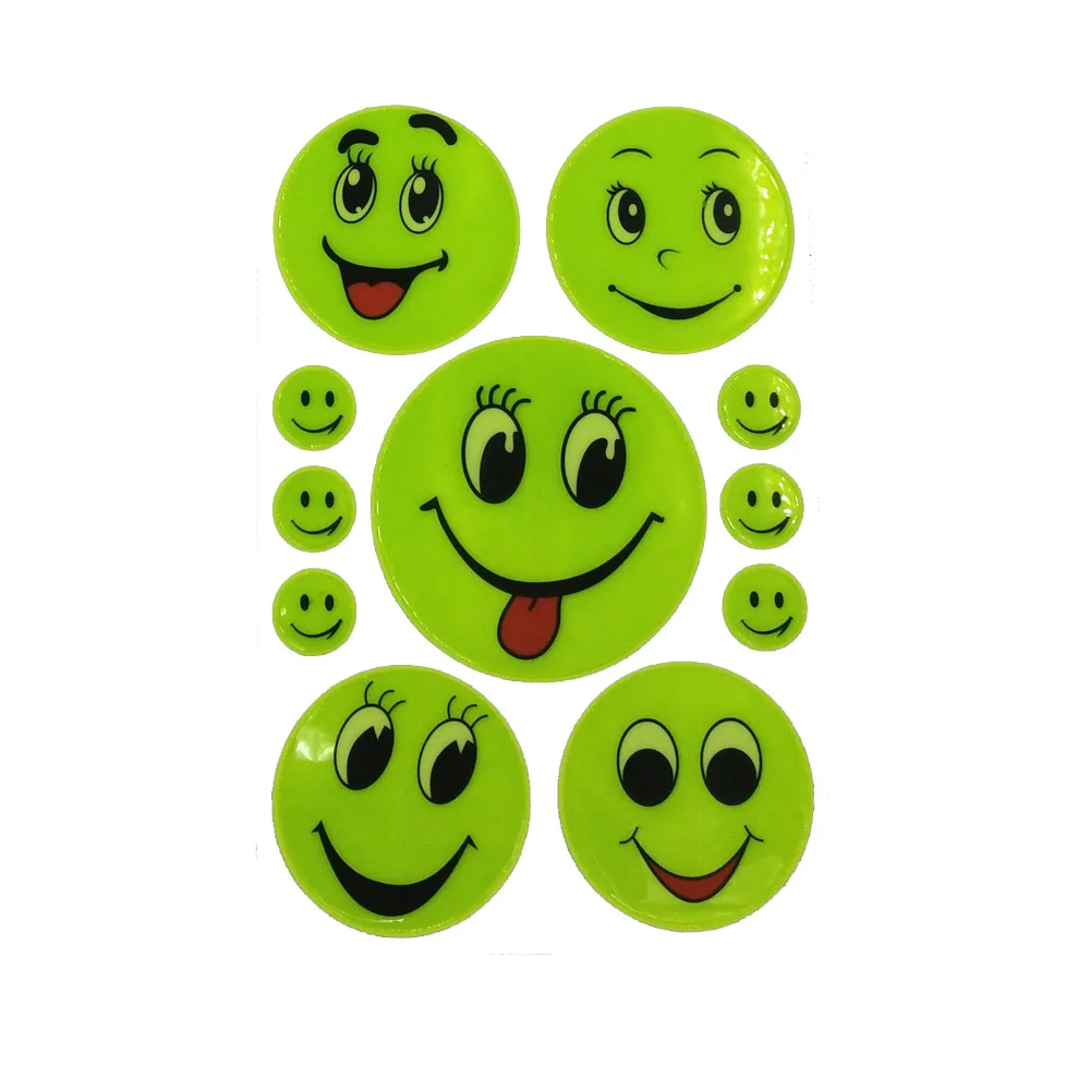 Yellow Happy Face Bicycle Reflective Stickers Decals