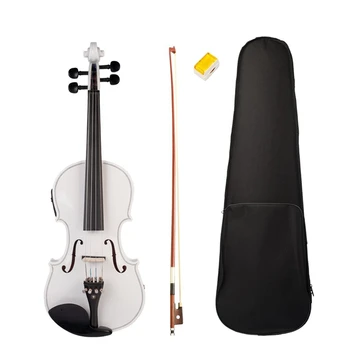 

4-String White Acoustic Violin 4/4 Full-Size Violin Solid Wood Body Ebony Accessories High Quality Violin