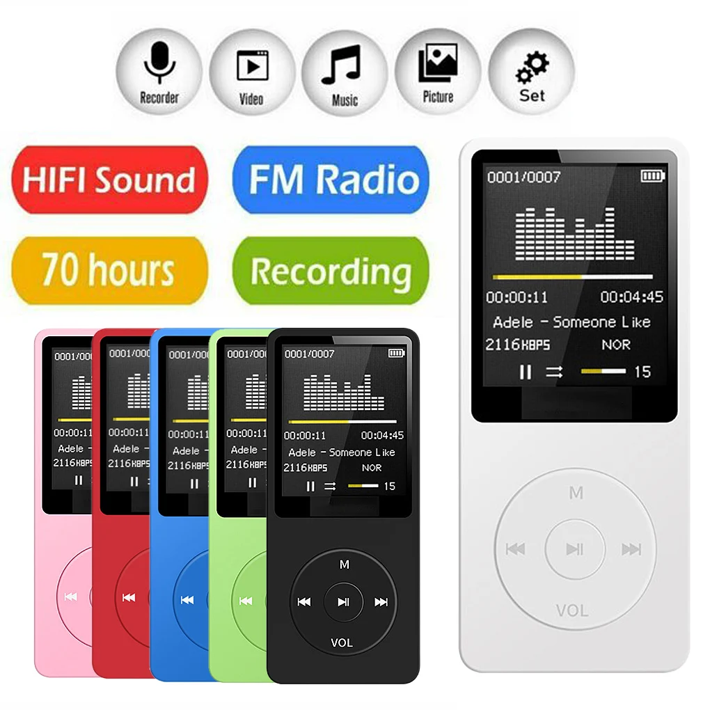 Portable Mini USB Flash LCD Digital MP3 Player Support Flash 64GB TF Card Slot Music Player FM Radio with earphone