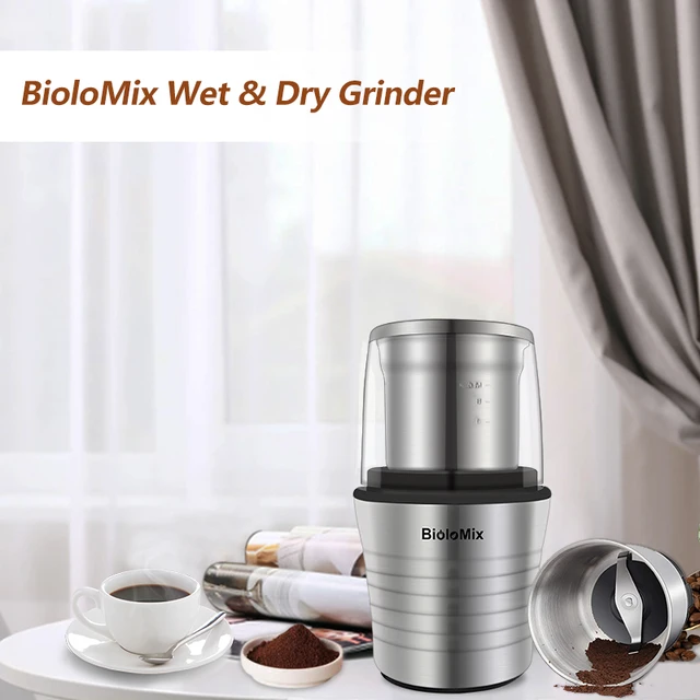 Alpina Coffee Wet and Dry Spice Grinder, Small, Silver