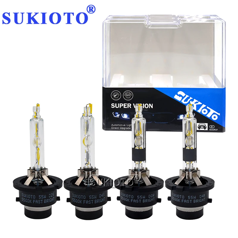 SUKIOTO 2PCS Original Xenon HID 55W D2S D2R D4R D4S Car Bulb 5500K White Fast Bright Xenon Lamp D2 D4 Auto Headlamp Bulb Lights (4)