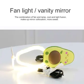 

FAROOT Avocado Mini Make-Up Mirror Is A Multi-Function Make-Up Mirror With Fan Handheld USB Charging And Fill Light In One