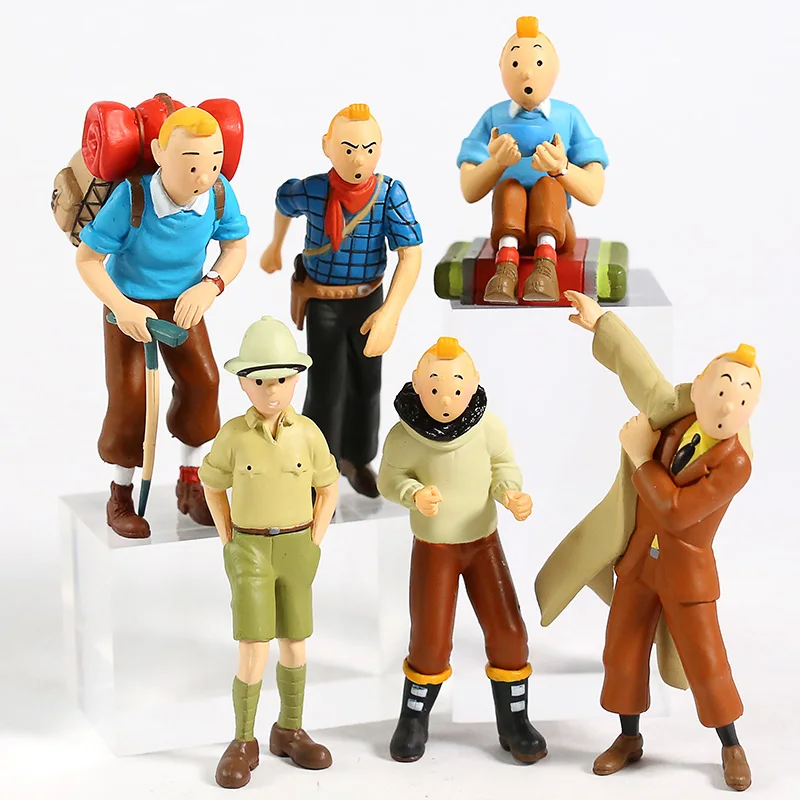 6 шт./лот Приключения Тинтина ПВХ Фигурки Коллекционная модель куклы игрушки для детей Подарки