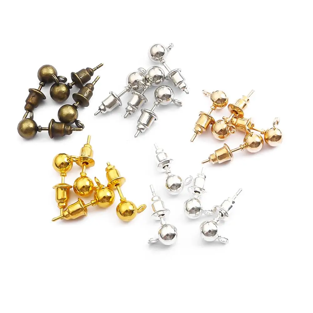 50pcs/lot 3/4/5mm Pin Findings Stud Earring Basic Pins Stoppers Connector For DIY Jewelry Making Accessories Supplies Wholesale | Украшения