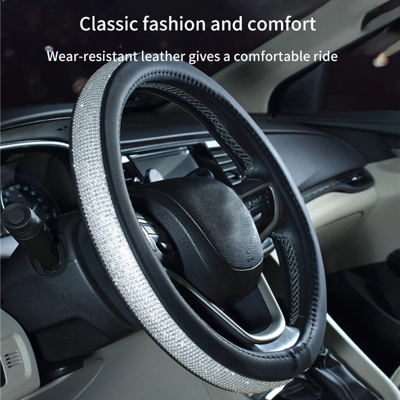 Luxury Crystal Diamond Car Steering Wheel Cover Bling Bling Rhinestone