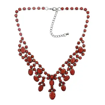 

Fashion Red Green Coffee Resin Beaded Statement Necklaces for Women Bohemian leaf Flower Shape Necklace Party Jewelry Gift