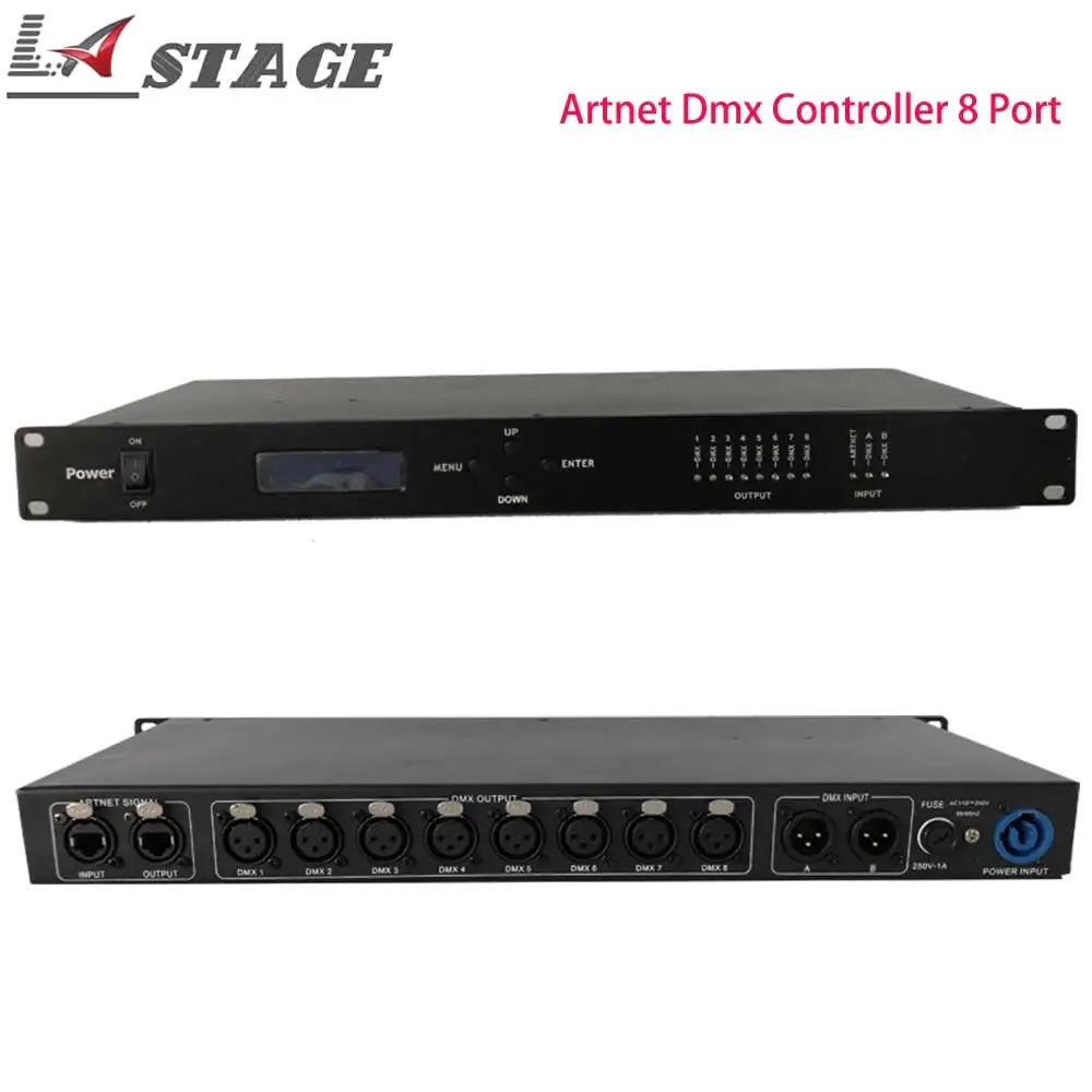 

Free Shipping Artnet Dmx Controller 8 Port Converter Output 8x512 4096 Channels For Satge Dj Light Control