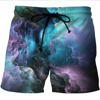 

New men's quick-drying beach shorts 3D creative printing casual side pocket shorts