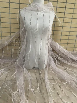 

nice looking feather embroidery tulle mesh lace fabric David-56.6805 with good quality for party dress