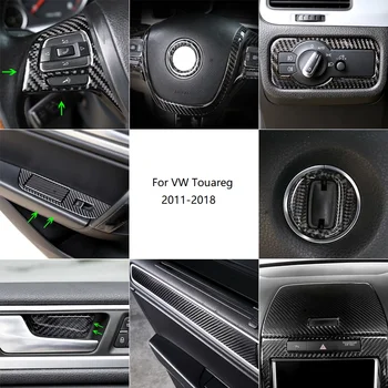 

Carbon Fiber Car Interior Center Air Condition Head Light Water Cup Window Lift Door Handle Panel Cover For VW Touareg 11-18
